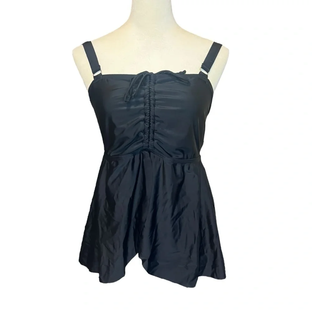 Bloomchic black flowy swim suit tank NWT size 12